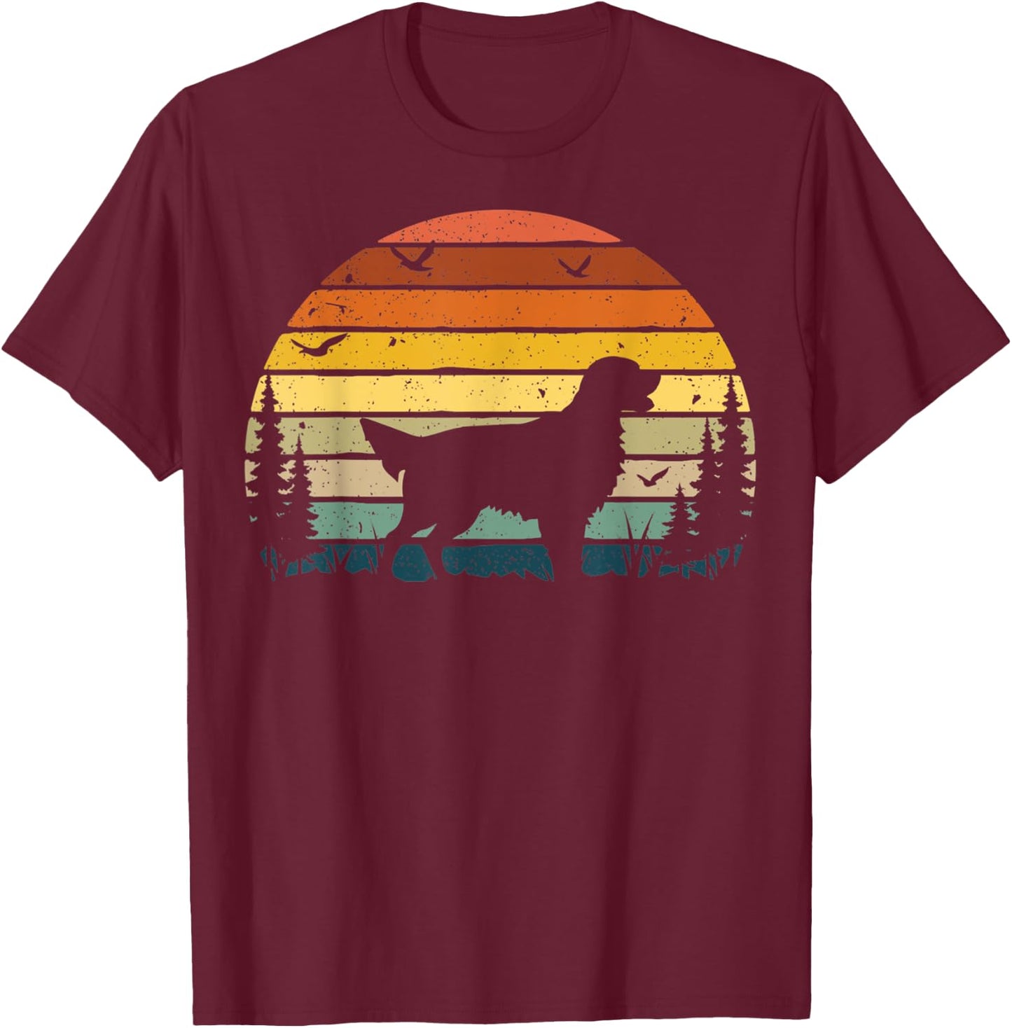 Flat-coated Retriever Dog Retro Vintage Men Women T-Shirt - T-Shirt | Maroon