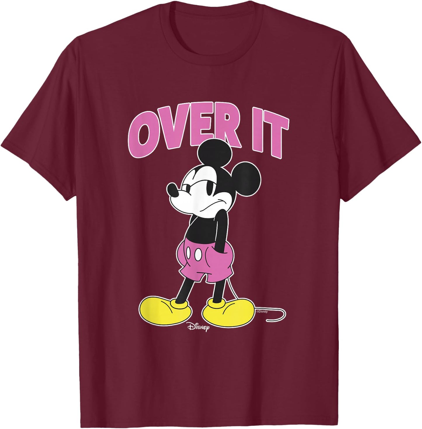 Disney Mickey and Friends Over It Grumpy Mickey Mouse T-Shirt - T-Shirt | Maroon