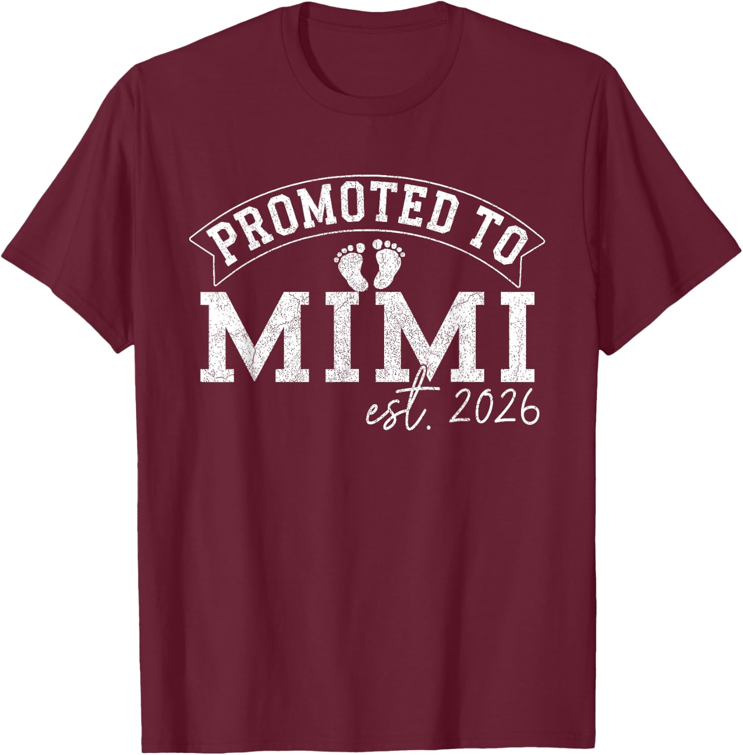Promoted to Mimi est. 2026 Baby Pregnancy Announcement T-Shirt - T-Shirt | Maroon