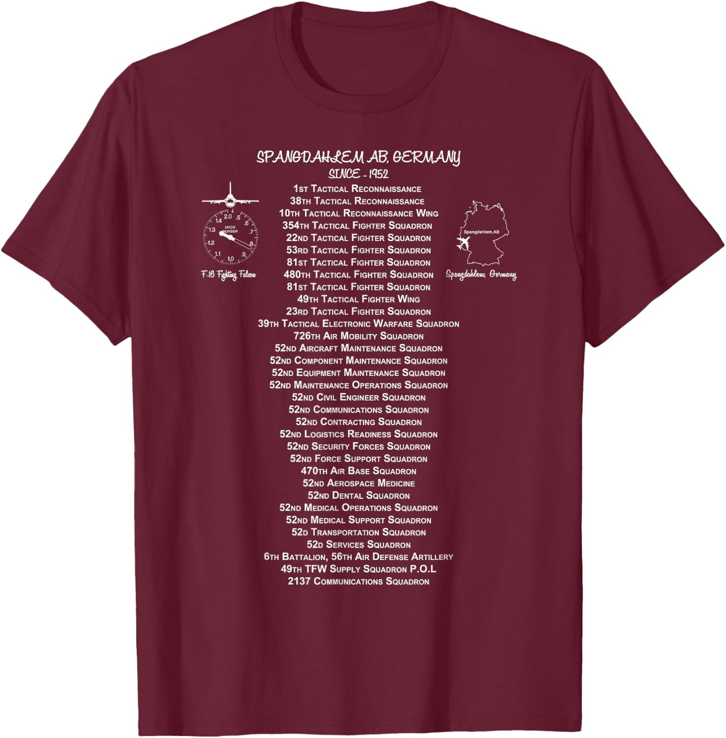 Spangdahlem Air Force Base Spangdahlem Germany T-Shirt - T-Shirt | Maroon