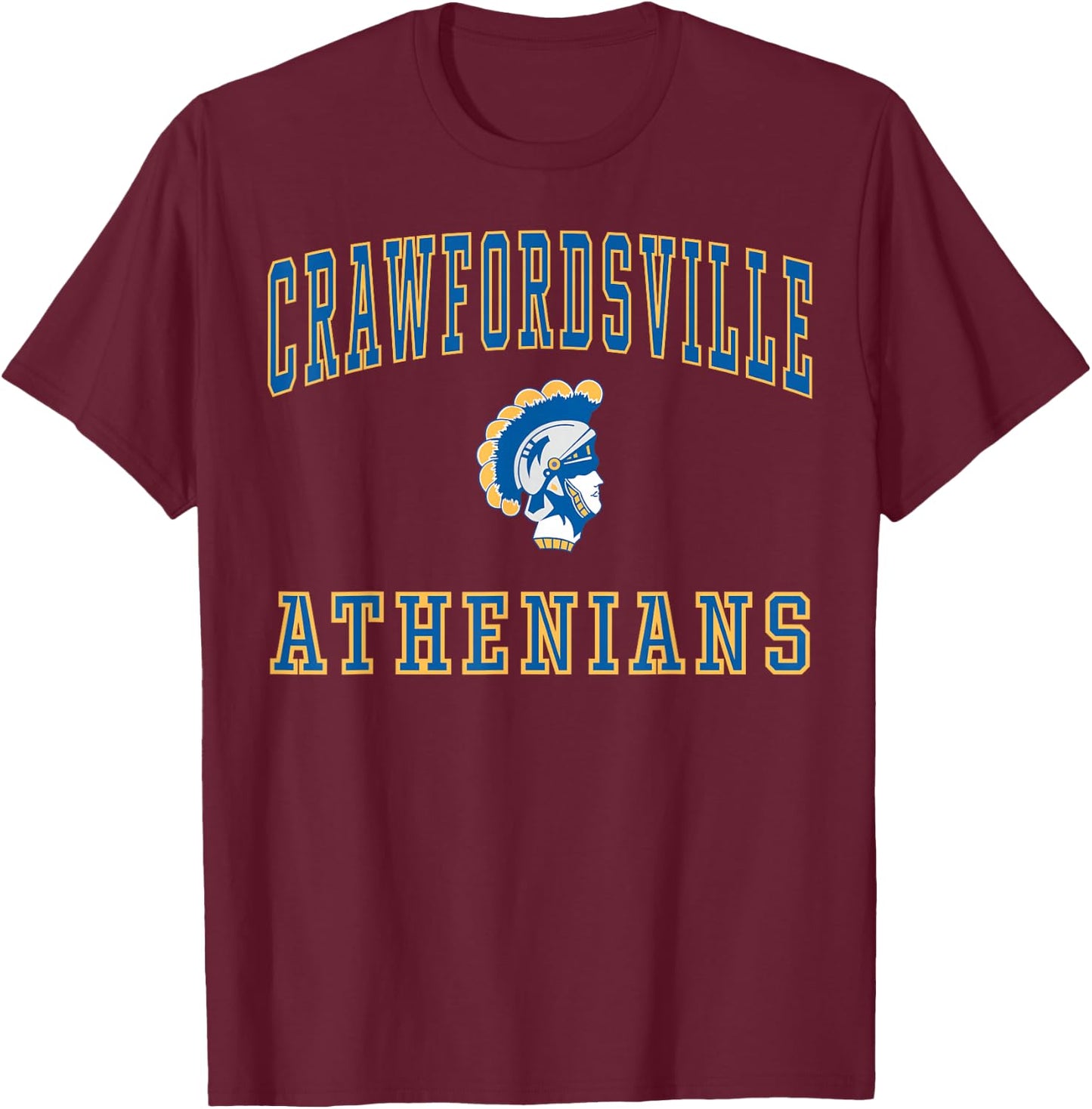 Crawfordsville High School Athenians C1 T-Shirt - T-Shirt | Maroon