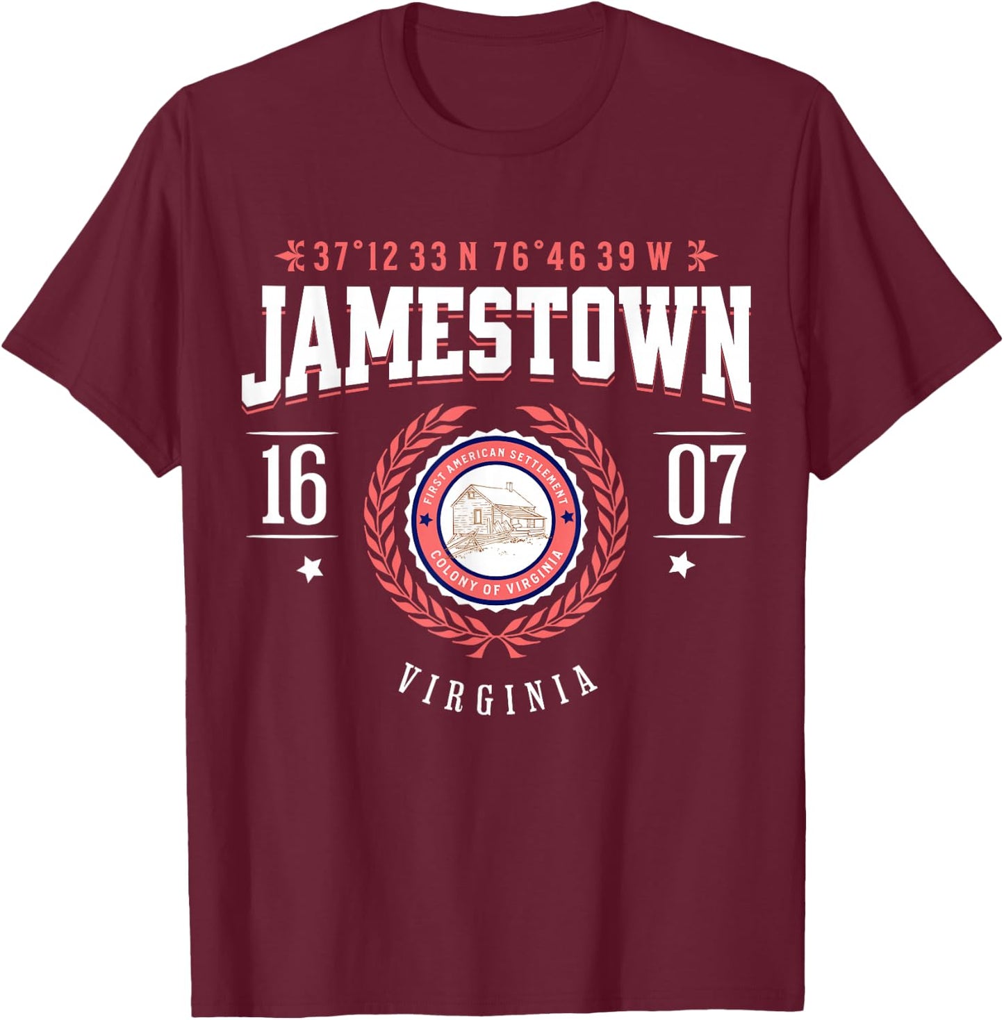 Jamestown Virginia Colony Rustic Souvenir Revolutionary War T-Shirt - T-Shirt | Maroon