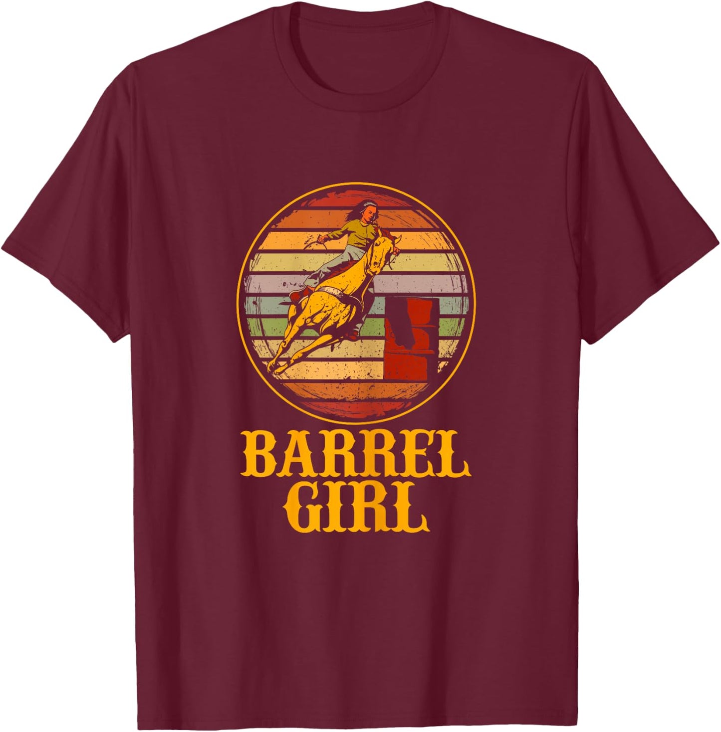 Arrel Racing Horse Riding Texas Rodeo Barrel Girl T-Shirt - T-Shirt | Maroon