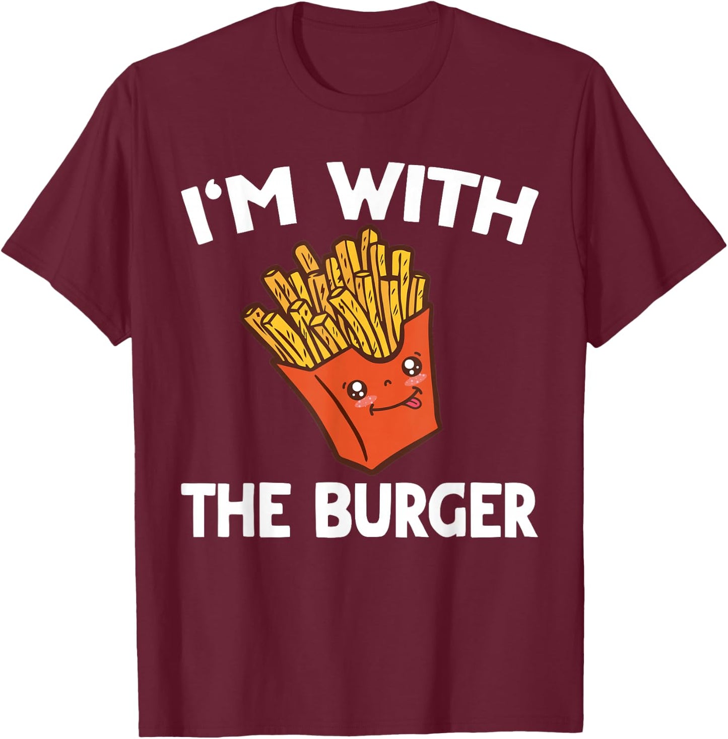 Burger & Fries Matching His & Hers Couples T-Shirt - T-Shirt | Maroon