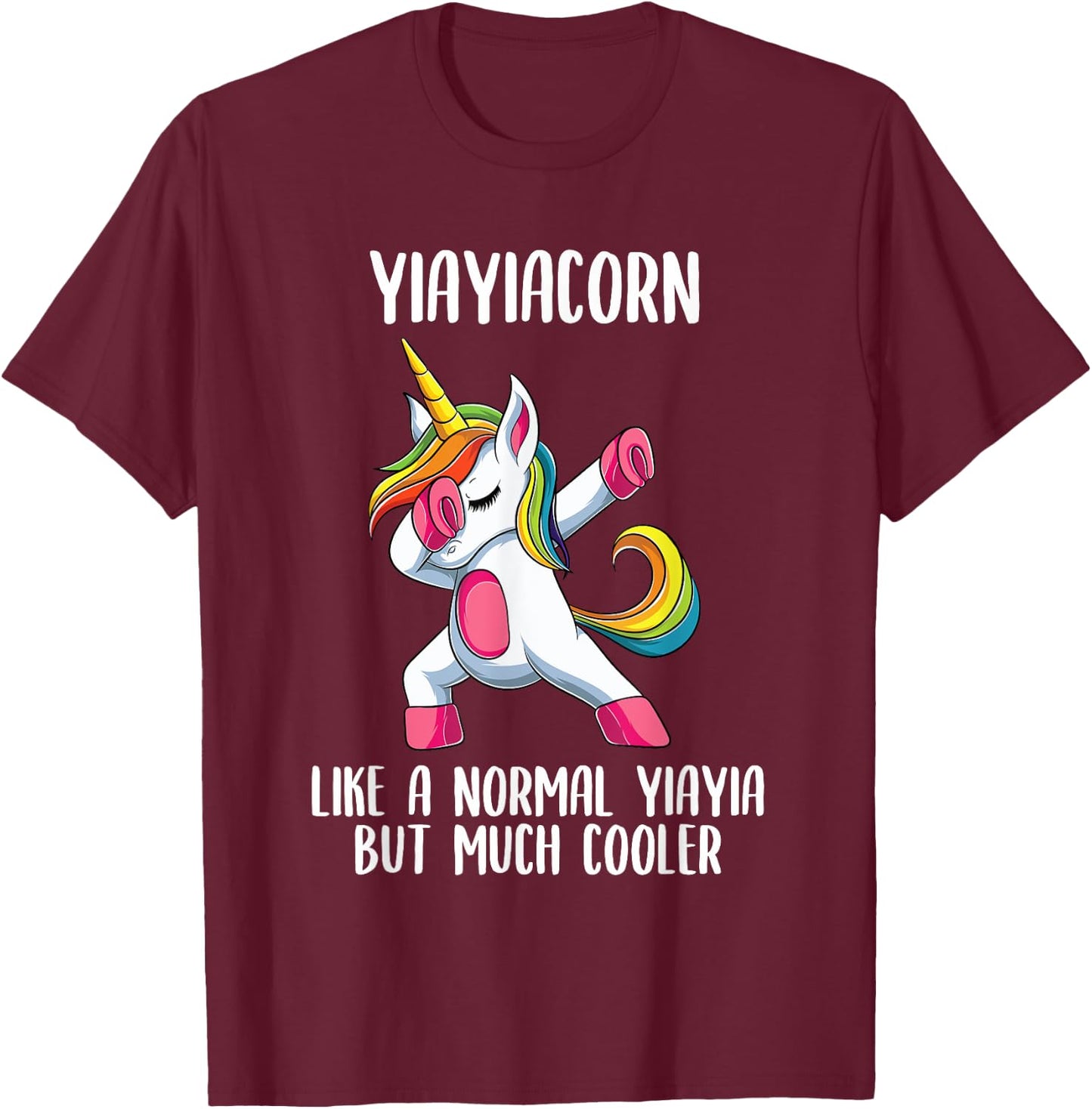 Unicorn Yiayia Girl Birthday Party Apparel Greek YiayiaCorn T-Shirt - T-Shirt | Maroon