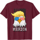 Merica Bald Eagle 4th of July Trump American Flag Funny T-Shirt - T-Shirt | Maroon