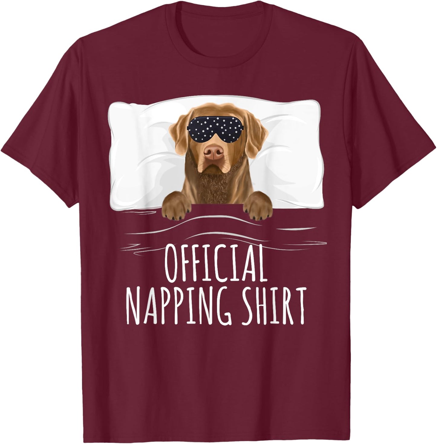 Black Sleep Mask Chesapeake Bay Retriever Official Napping T-Shirt - T-Shirt | Maroon