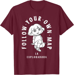 Dora The Explorer Follow Your Own Map T-Shirt - T-Shirt | Maroon