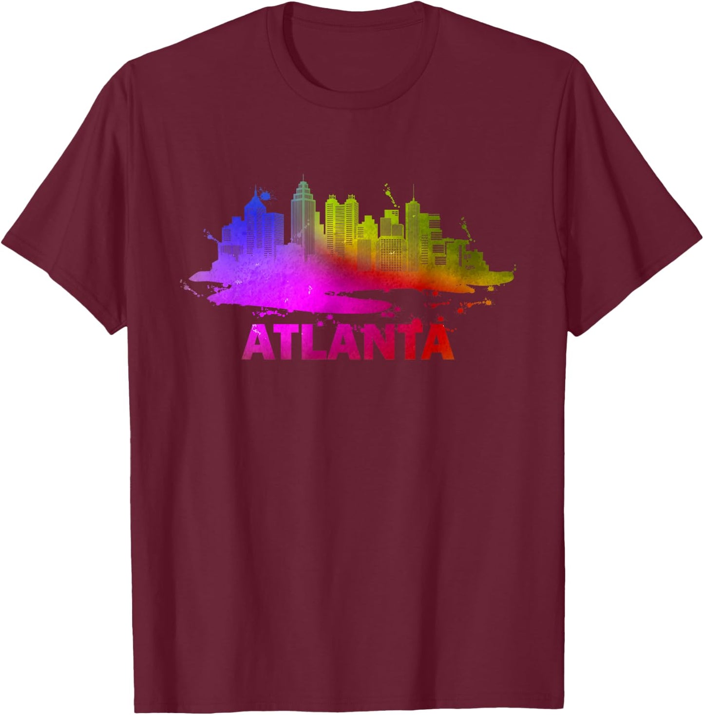 Colorful Atlanta Cityscape Souvenir - Atlanta Skyline T-Shirt - T-Shirt | Maroon