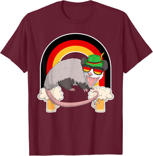 Possum Beer Oktoberfest Prost German Flag Funny Opossum Gift T-Shirt - T-Shirt | Maroon
