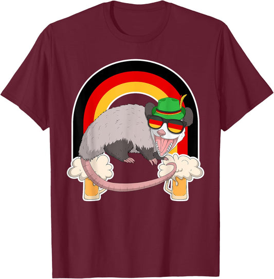Possum Beer Oktoberfest Prost German Flag Funny Opossum Gift T-Shirt - T-Shirt | Maroon