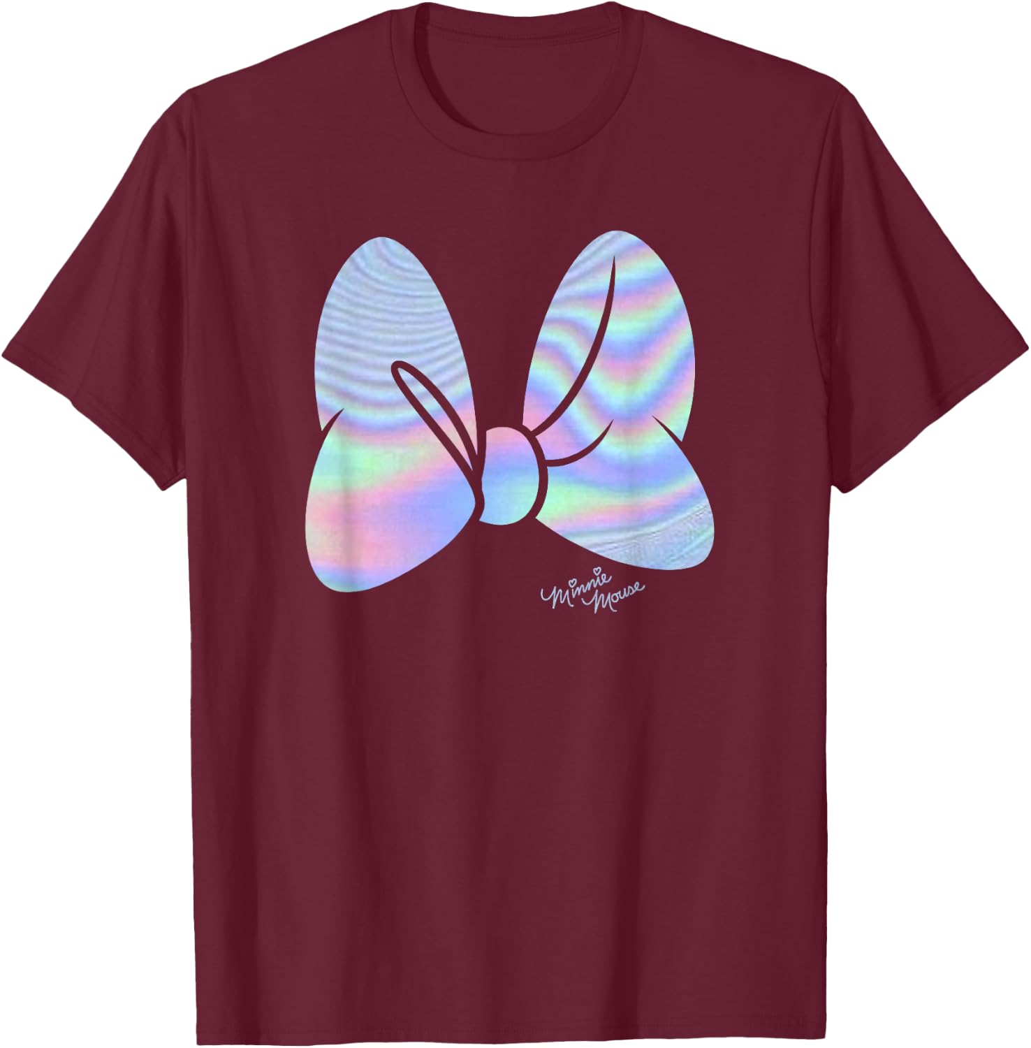 Disney Minnie Mouse Holographic Neon Minnie Bow T-Shirt - T-Shirt | Maroon