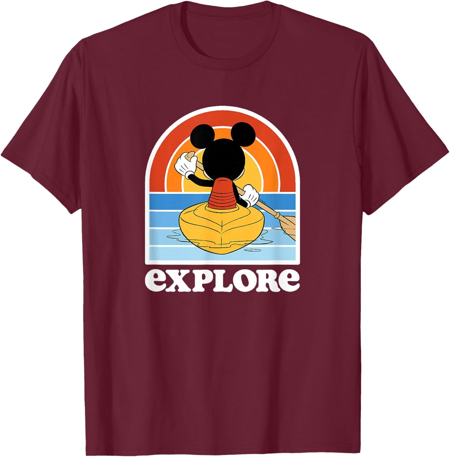 Mickey Mouse - Mickey Kayak Explore T-Shirt - T-Shirt | Maroon