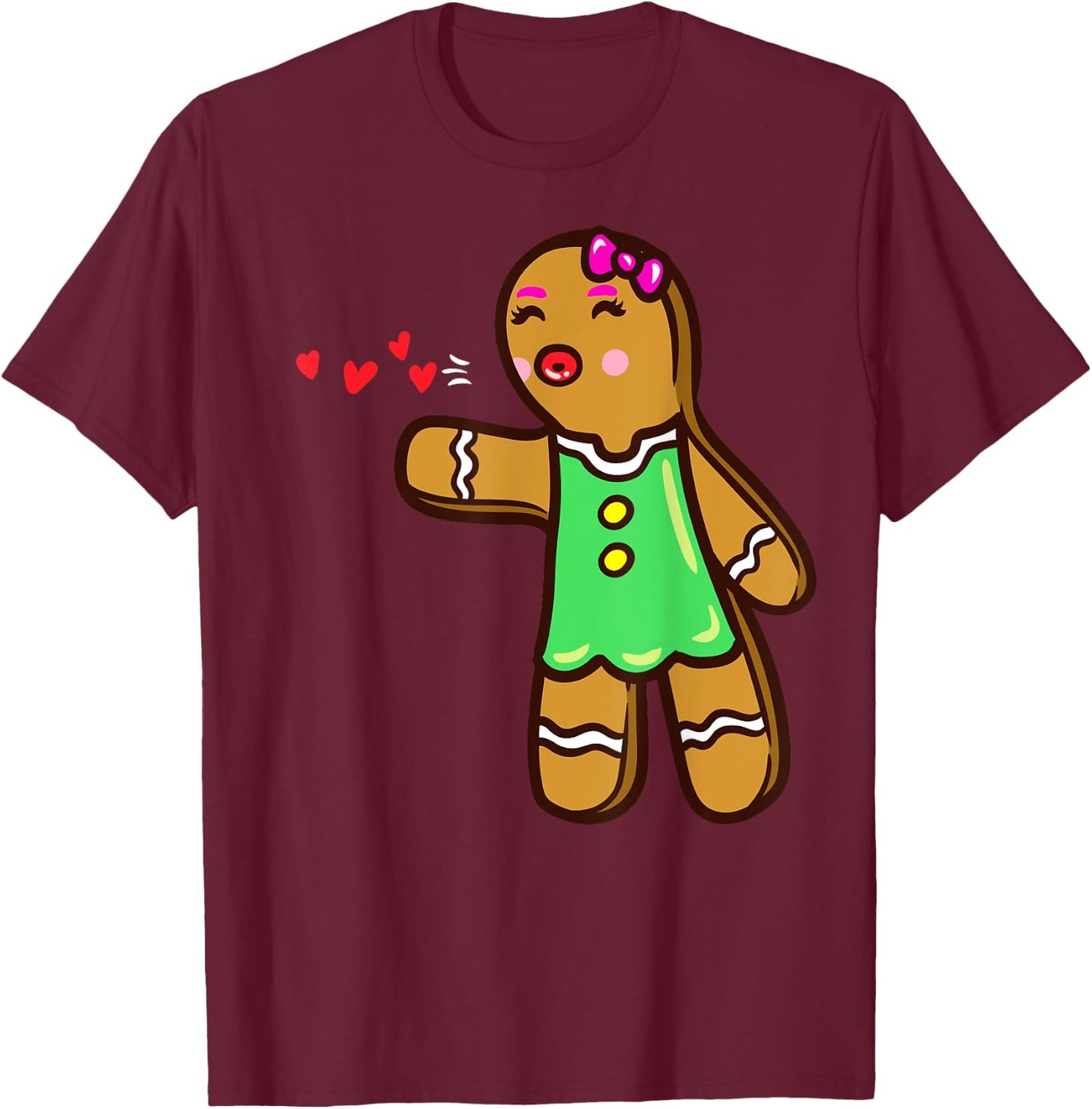 Gingerbread Cookie Matching Couple Christmas T-Shirt - T-Shirt | Maroon