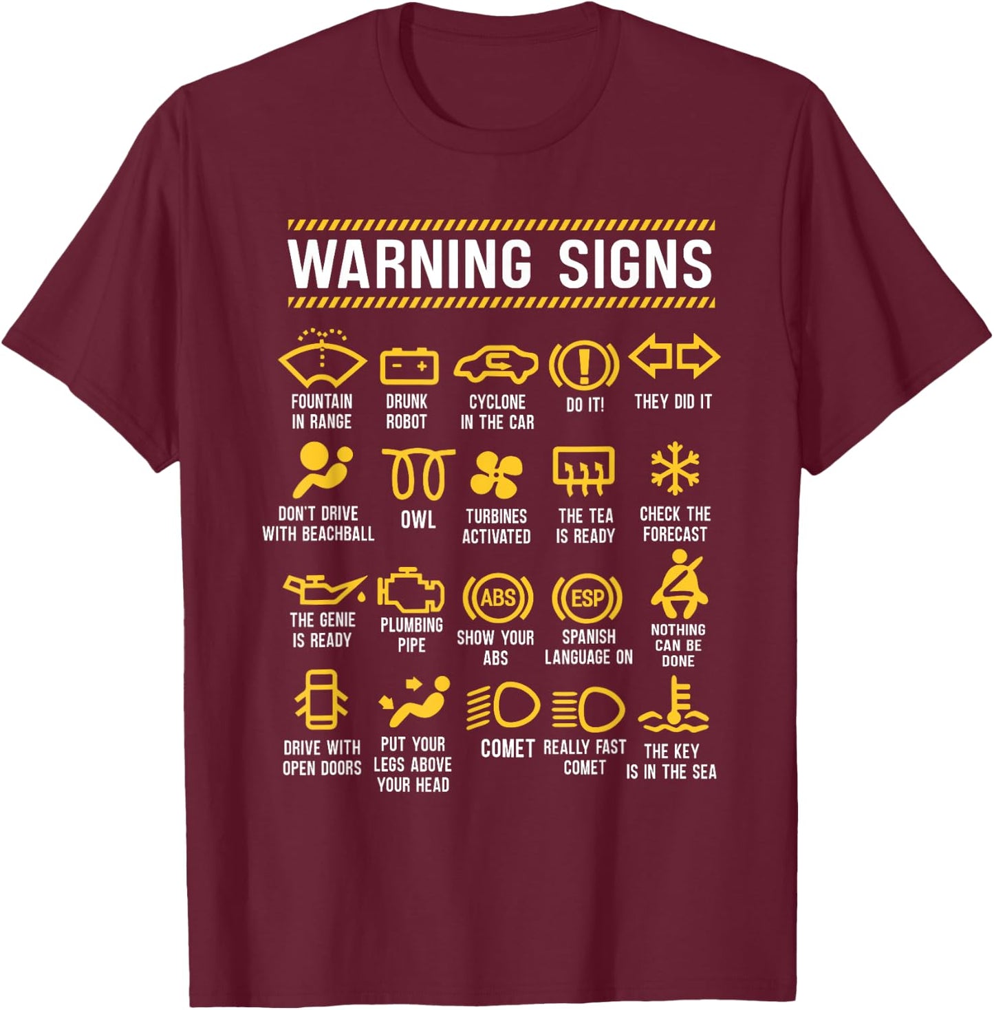 Warning Signs 101 Funny Car Mechanic T-Shirt - T-Shirt | Maroon