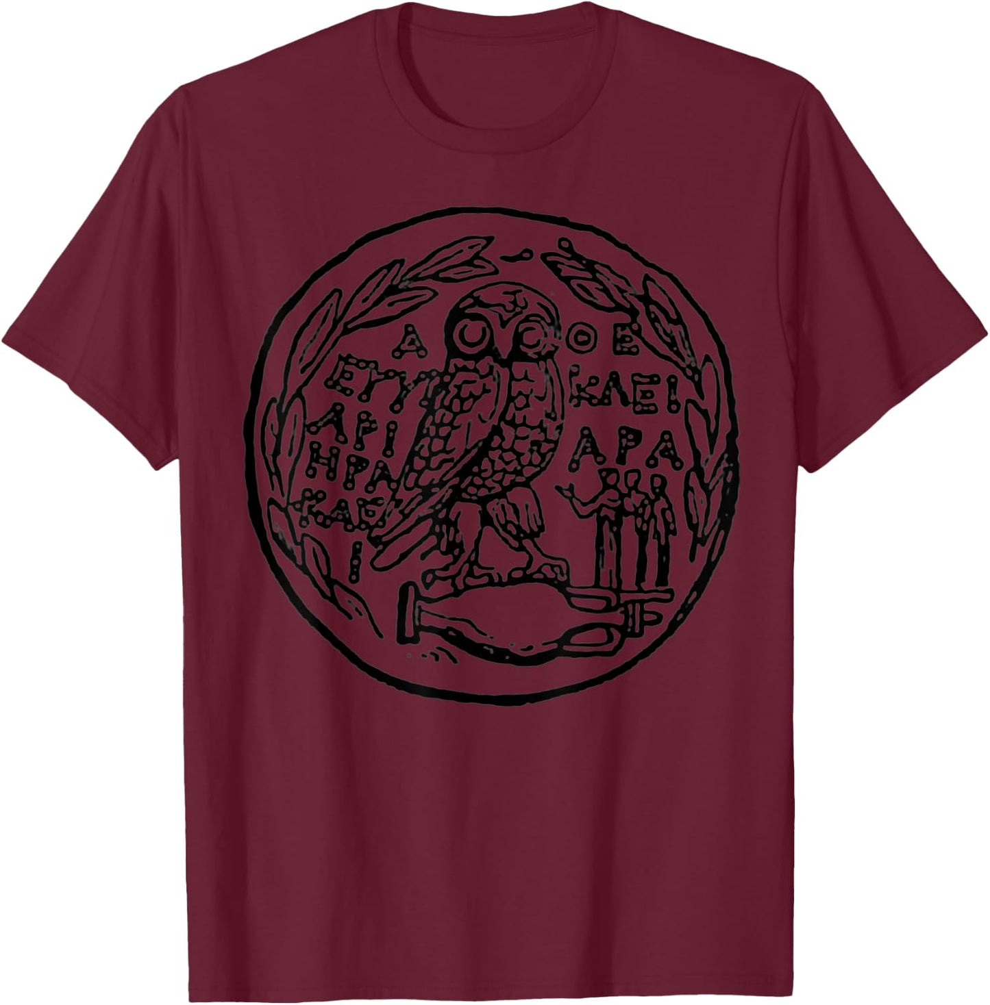 Greek Mythology Athena Goddess Athenian Athens Owl gift T-Shirt - T-Shirt | Maroon