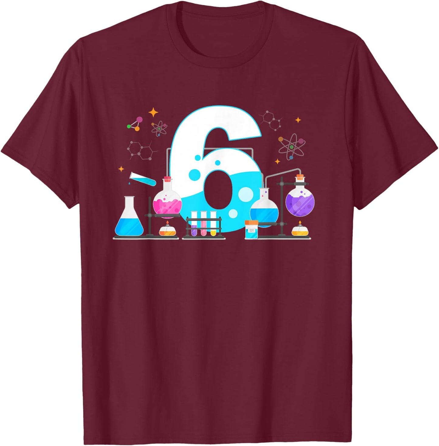 6 Year Old Kids Scientist 6th Birthday Kids Science T-Shirt - T-Shirt | Maroon