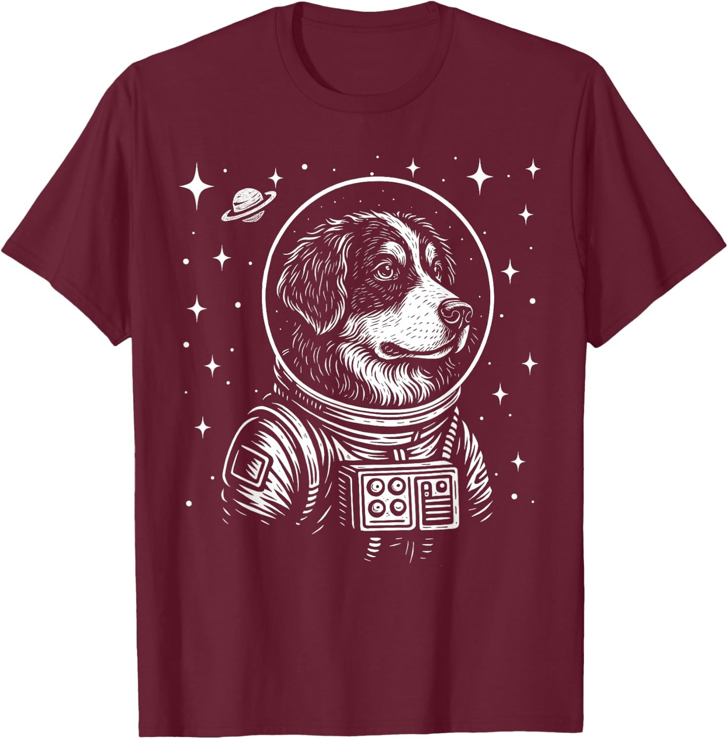 Astronaut Bernese Mountain Dog Space Galaxy Dog Lovers T-Shirt - T-Shirt | Maroon