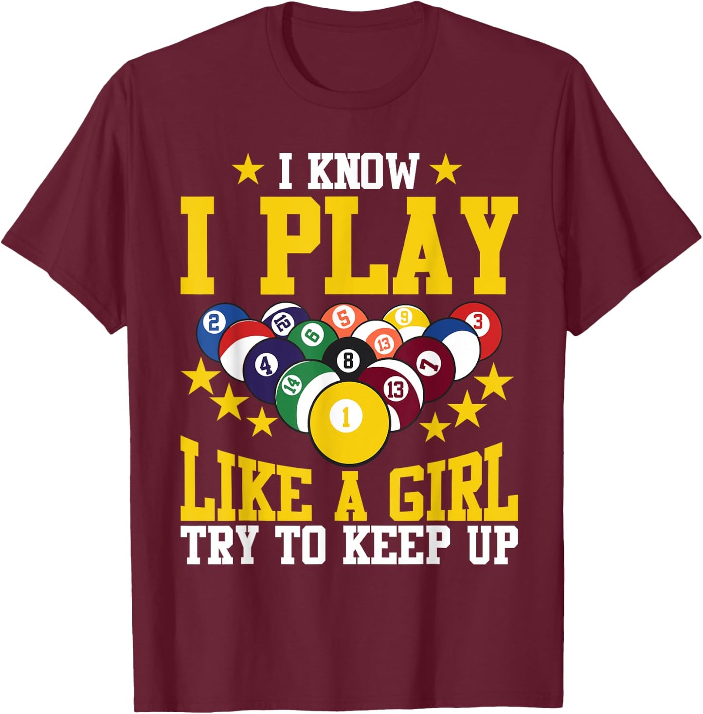 Funny Billiards Design For Girl Women Billiards Pool Player T-Shirt - T-Shirt | Maroon