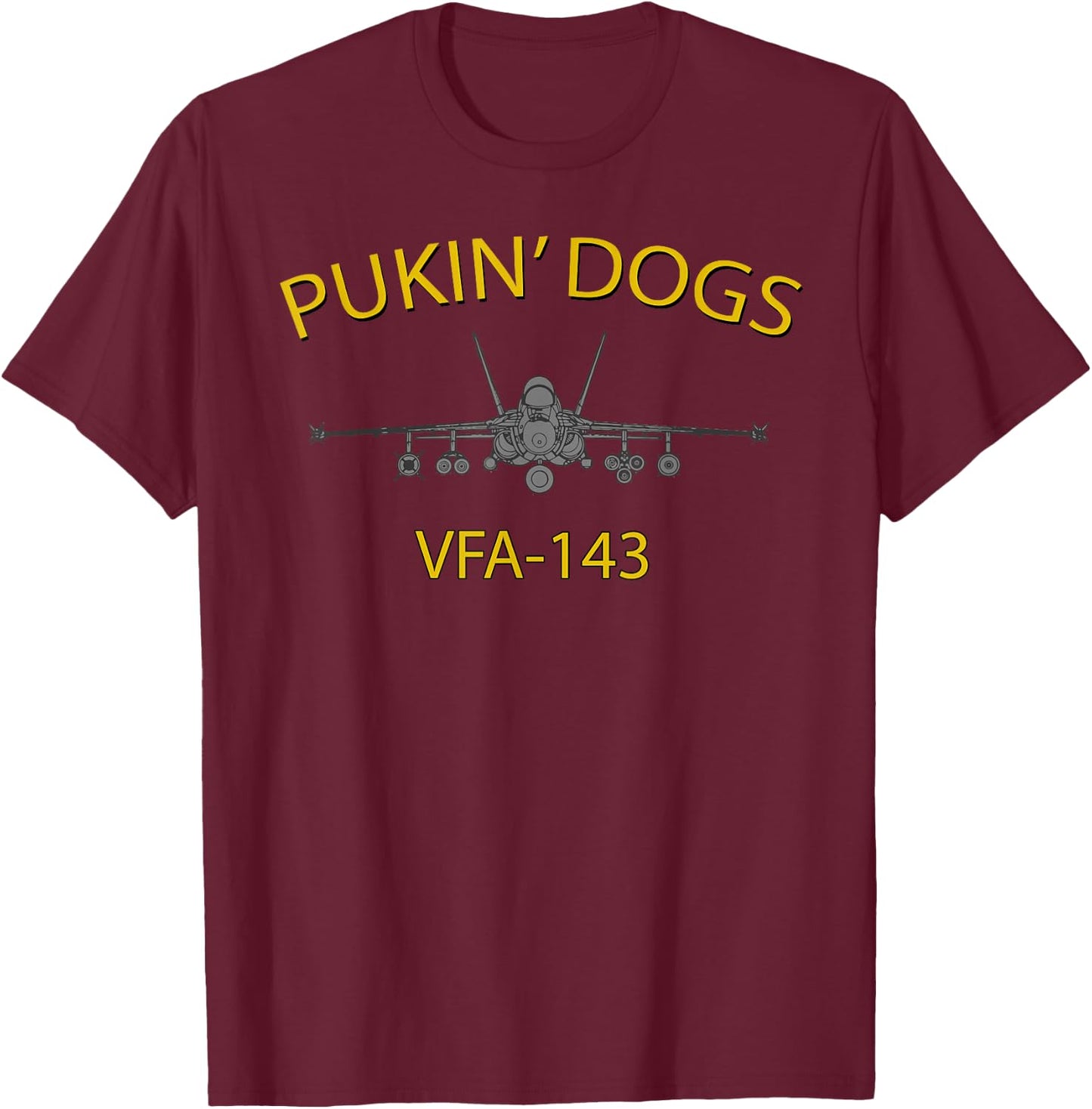 VFA-143 "Pukin' Dogs" Squadron F-18 Super Hornet T-Shirt - T-Shirt | Maroon
