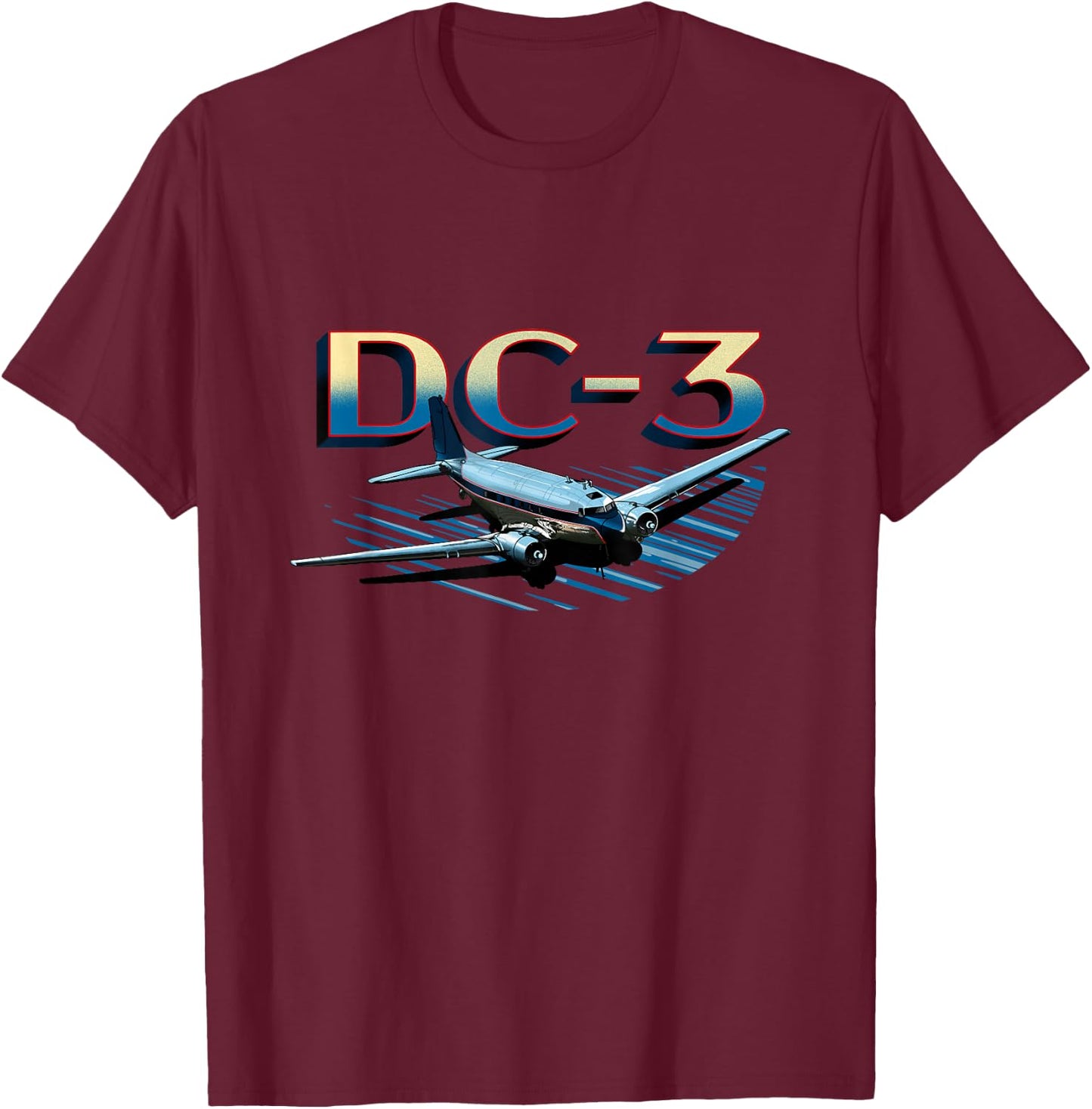 Vintage Airline DC-3 Airplane T-Shirt - T-Shirt | Maroon