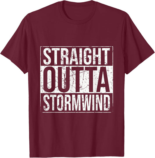 Straight Outta Stormwind Funny WoW Alliance Gamer Vintage T-Shirt - T-Shirt | Maroon