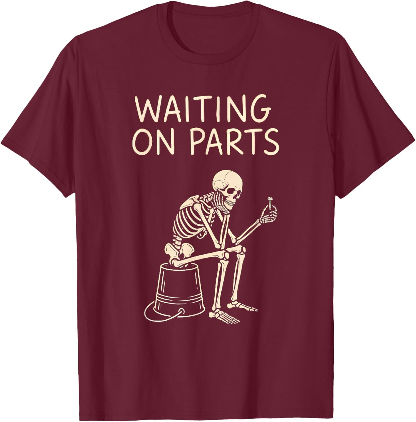 Waiting on Parts Mechanic Men Auto Repair Car Technician T-Shirt - T-Shirt | Maroon