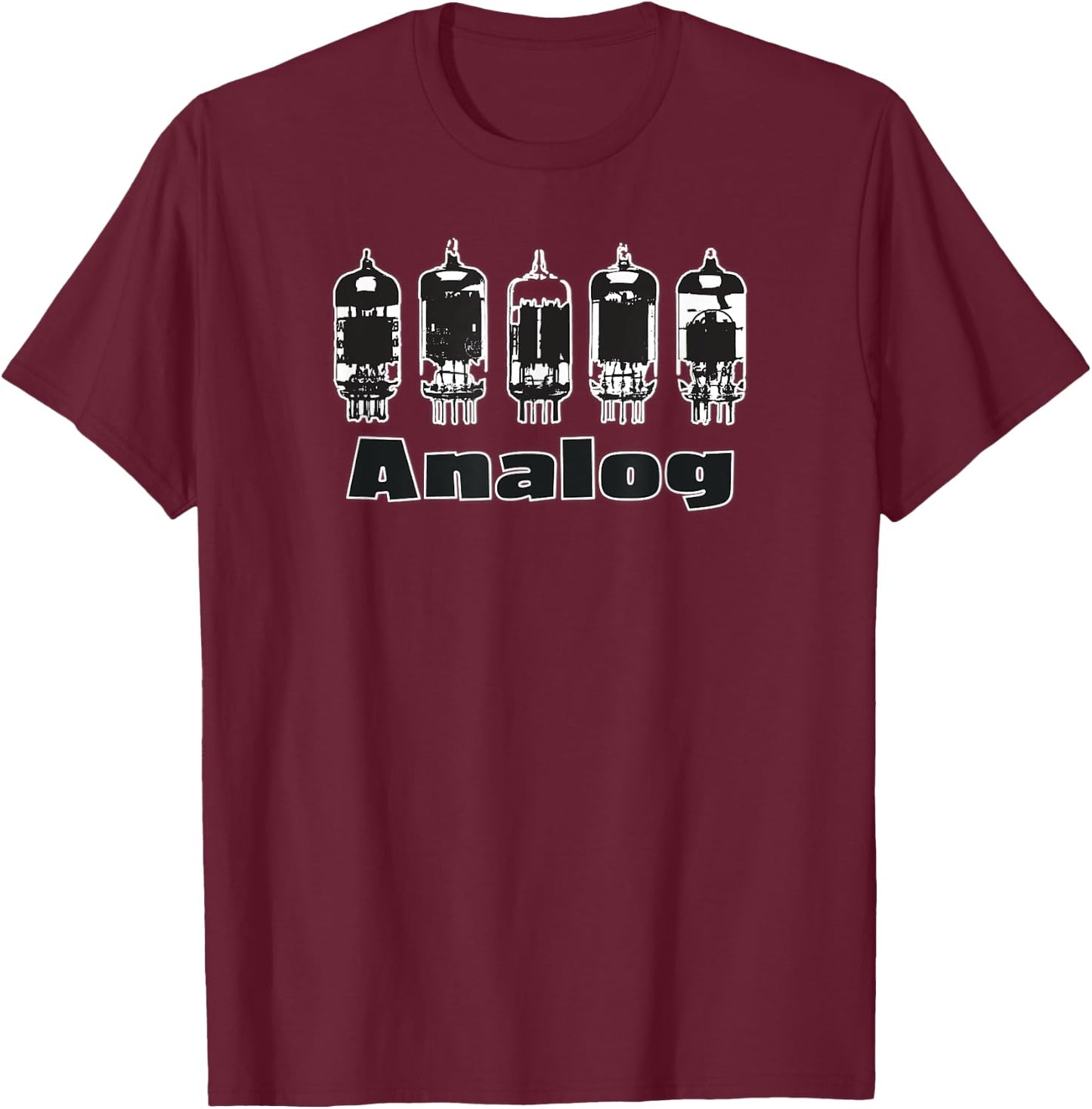Retro Aesthetic Analog Vacuum Tubes Audio Design T-Shirt - T-Shirt | Maroon