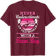 Never Underestimate An Old Woman With A Bean Bag Cornhole T-Shirt - T-Shirt | Maroon