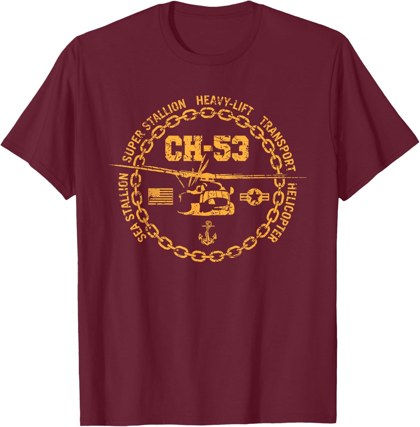 CH-53 Sea Stallion Super Stallion Military Helicopter T-Shirt - T-Shirt | Maroon