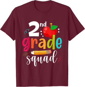 Second Grade Squad Funny Back To School 2nd Graders Teachers T-Shirt - T-Shirt | Maroon