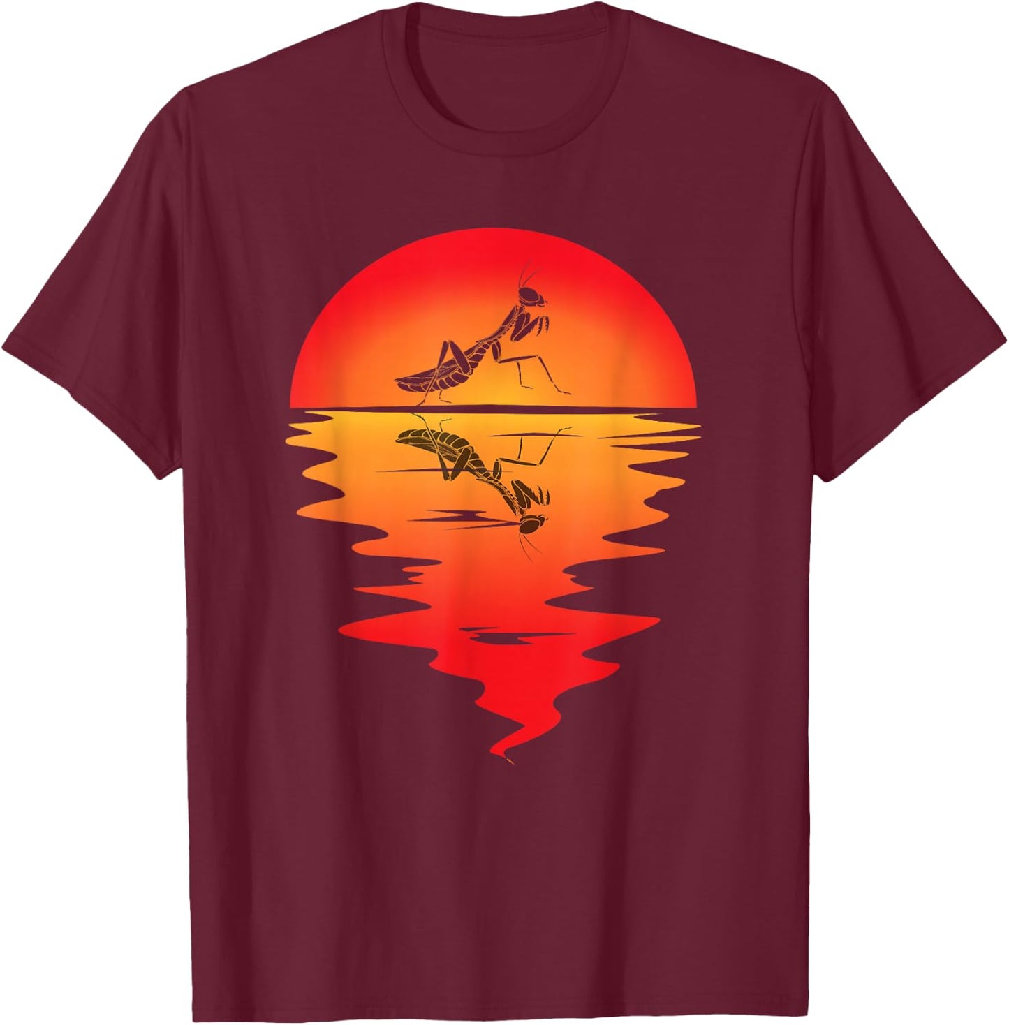 Praying Mantis Vintage Sunset Mantis Praying Mantis Bug T-Shirt - T-Shirt | Maroon