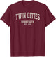 Twin Cities Minnesota MN Vintage Athletic Sports T-Shirt - T-Shirt | Maroon