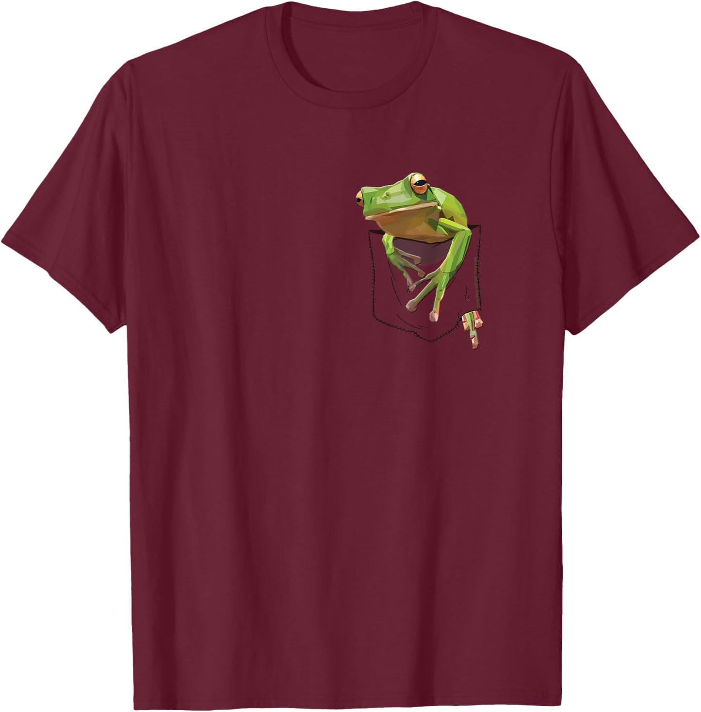 Fun Frog in a Pocket Goblincore Design - Frog Lovers Small T-Shirt - T-Shirt | Maroon