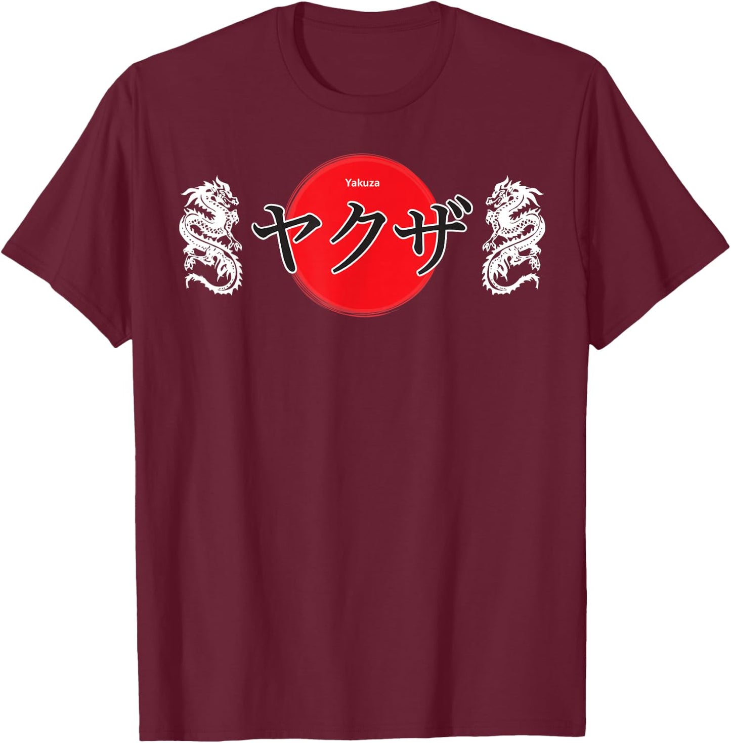 Yakuza Japanese Style Dragon & Samurai Art Gift T-Shirt - T-Shirt | Maroon