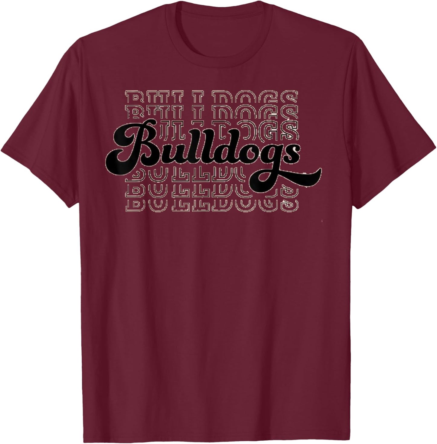 Vintage Bulldogs Team Mascot High School Sports College T-Shirt - T-Shirt | Maroon