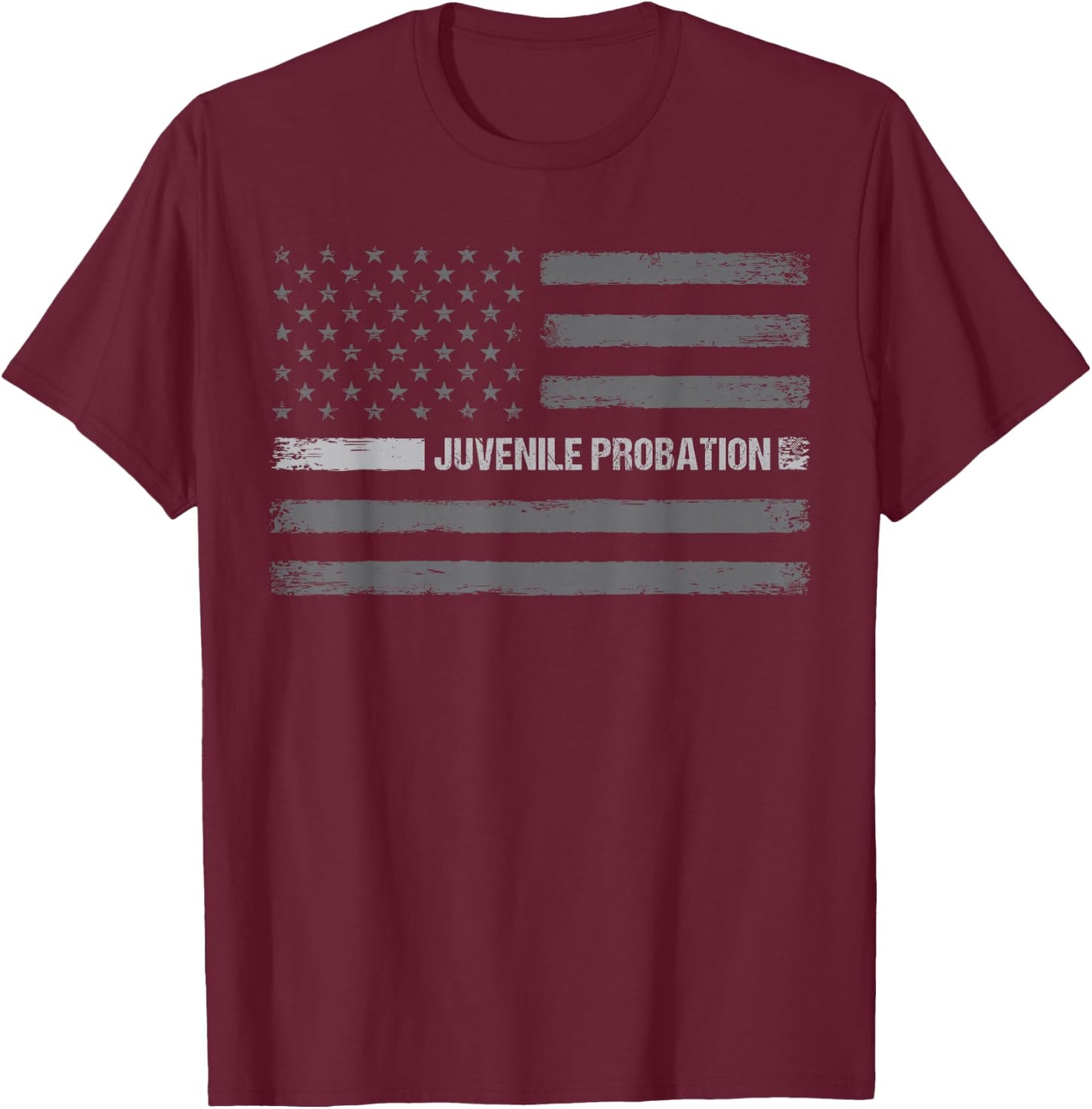 Juvenile Probation Vintage Distressed USA American Flag T-Shirt - T-Shirt | Maroon