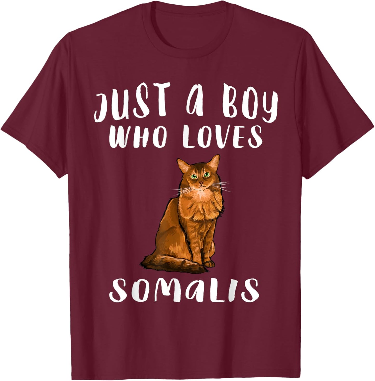 Im Just A Boy Who Loves Somali Cat Lover Gift T-Shirt - T-Shirt | Maroon
