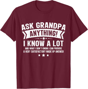 Ask Grandpa Anything Funny Grandfather Joke Fathers Day T-Shirt - T-Shirt | Maroon