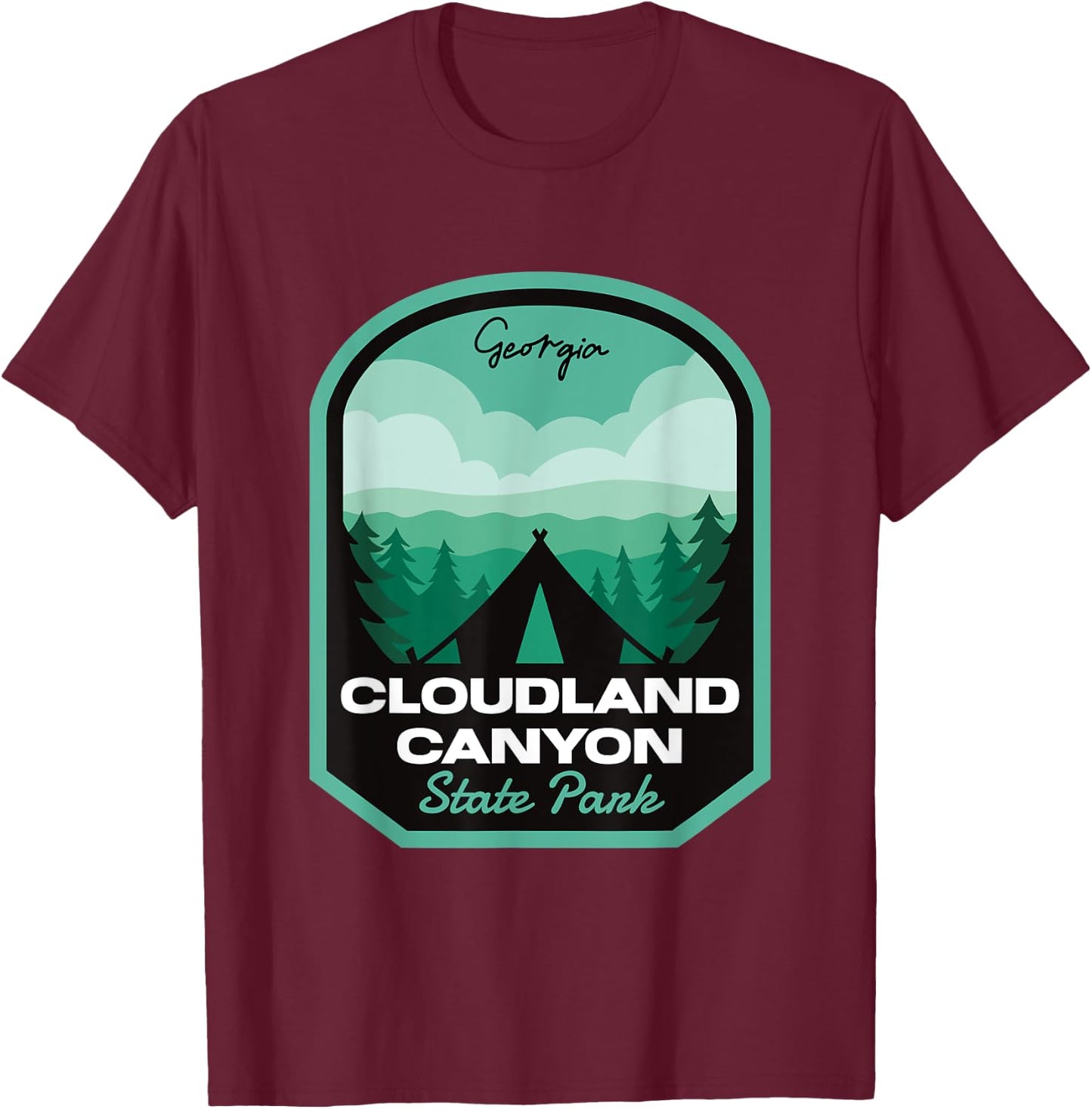 Cloudland Canyon State Park GA Camping T-Shirt - T-Shirt | Maroon