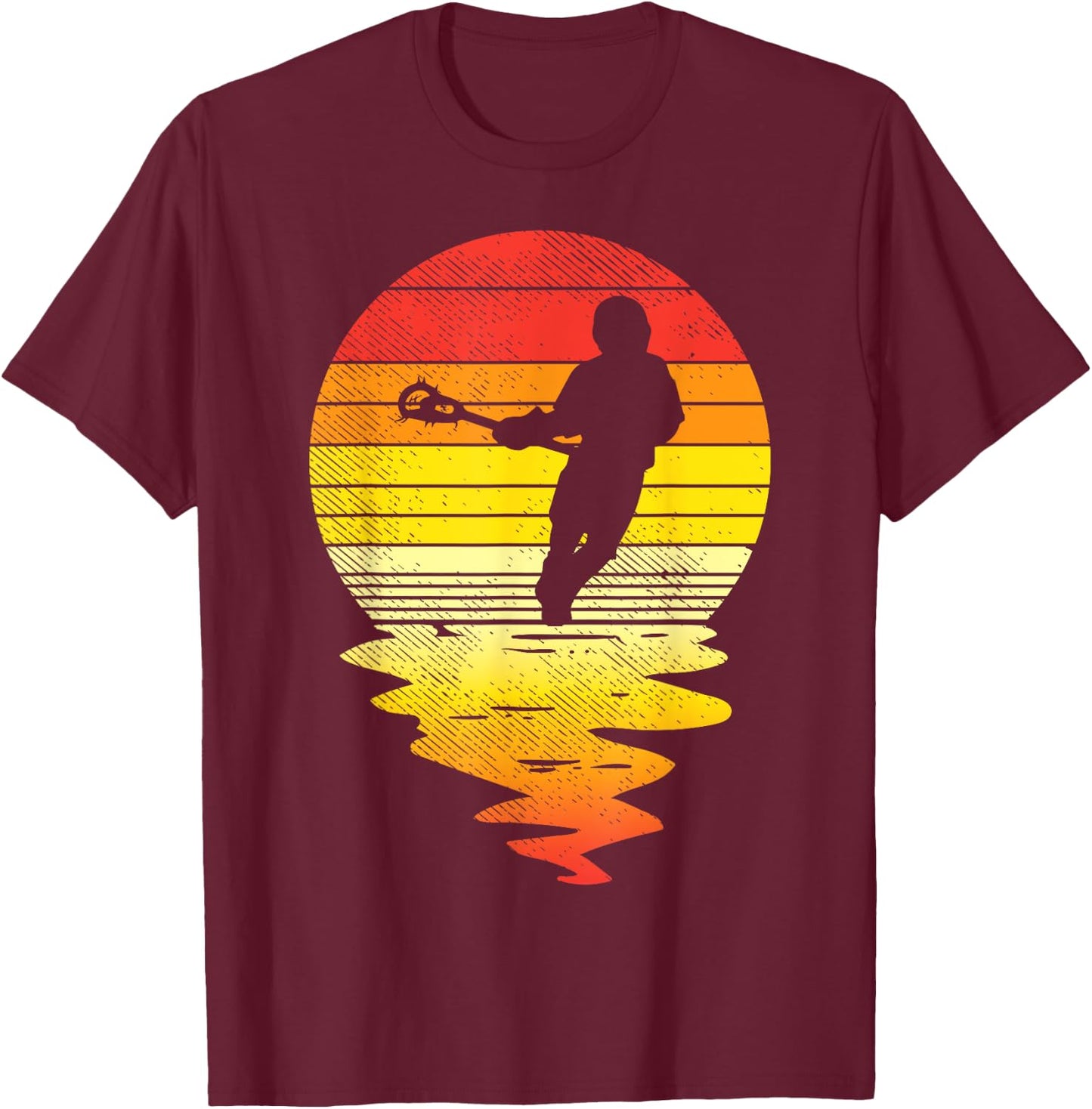 Lacrosse Sunset Retro Lax Player Coach Team Men Women Gift T-Shirt - T-Shirt | Maroon
