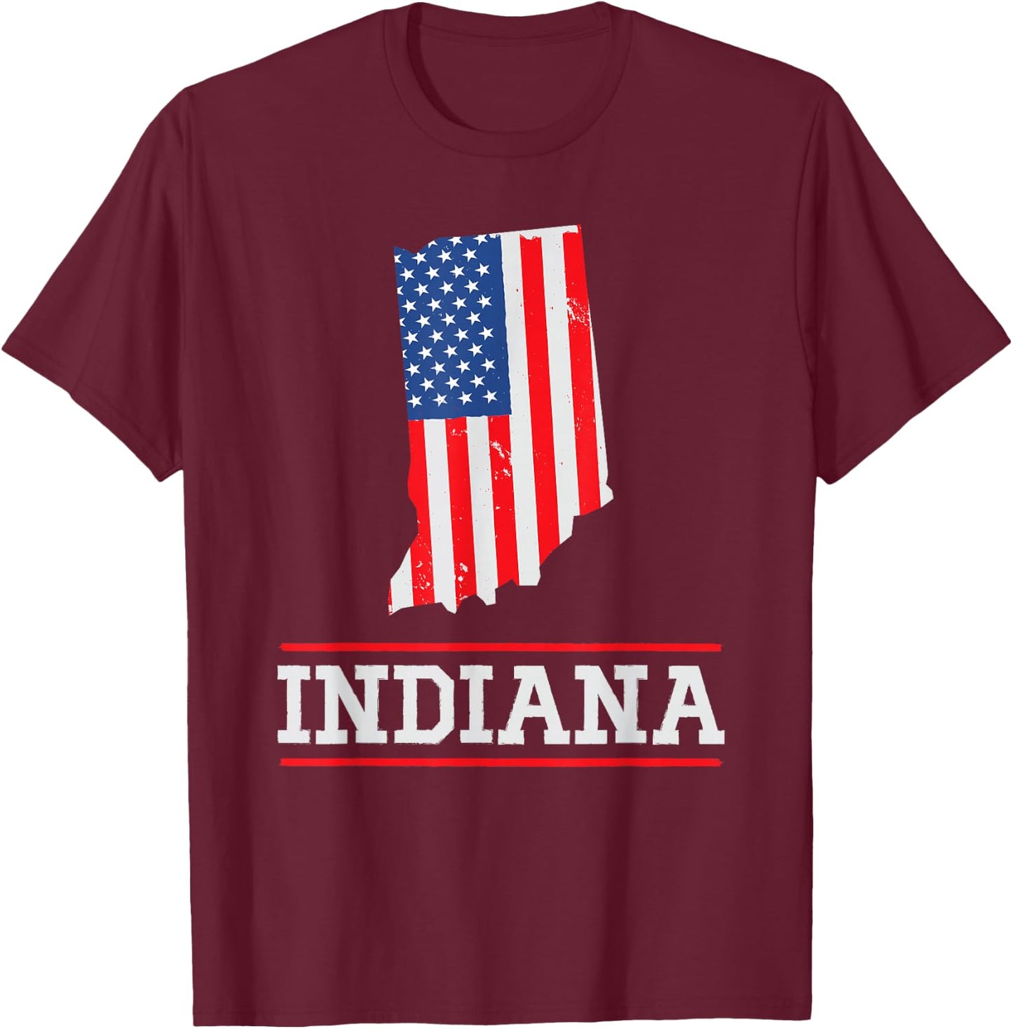 Indiana US Flag - US State Silhouette Indiana Souvenir T-Shirt - T-Shirt | Maroon