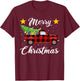 Christmas Buffalo Plaid Sweater, Red Truck Tree Pajama T-Shirt - T-Shirt | Maroon