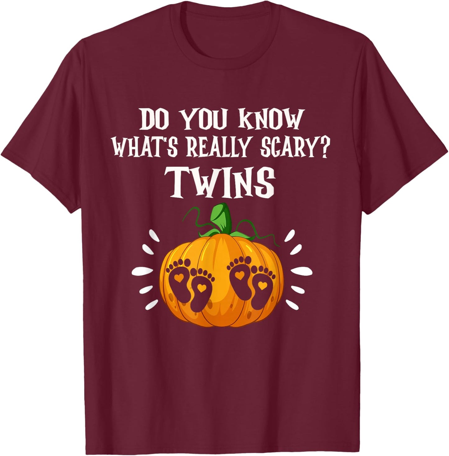 Pregnant Halloween Twins Costumes for Pregnant Women Twins T-Shirt - T-Shirt | Maroon