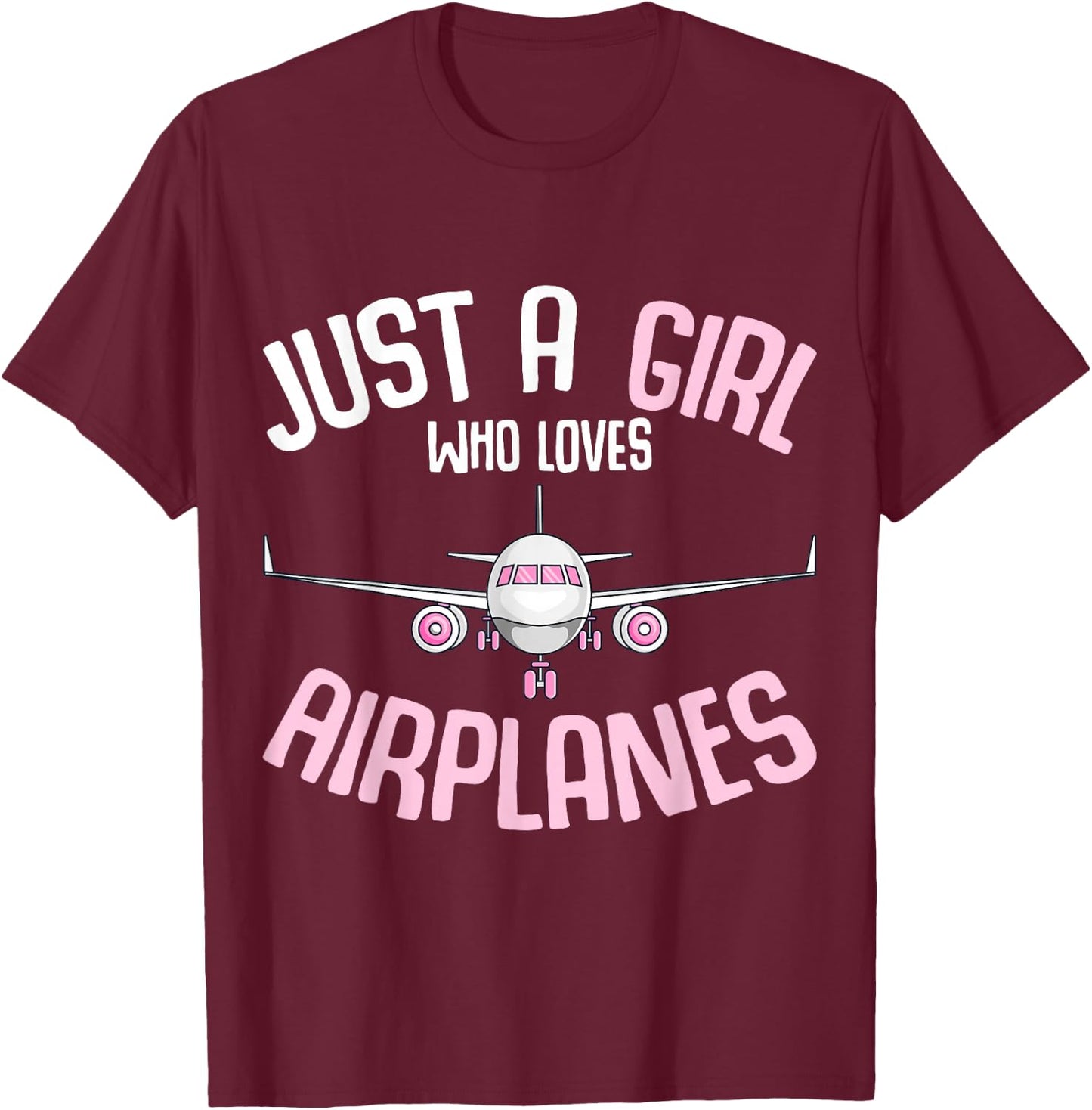 Just a Girl who Loves Airplanes Plane Pilot Girls Kids T-Shirt - T-Shirt | Maroon
