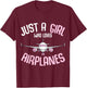Just a Girl who Loves Airplanes Plane Pilot Girls Kids T-Shirt - T-Shirt | Maroon