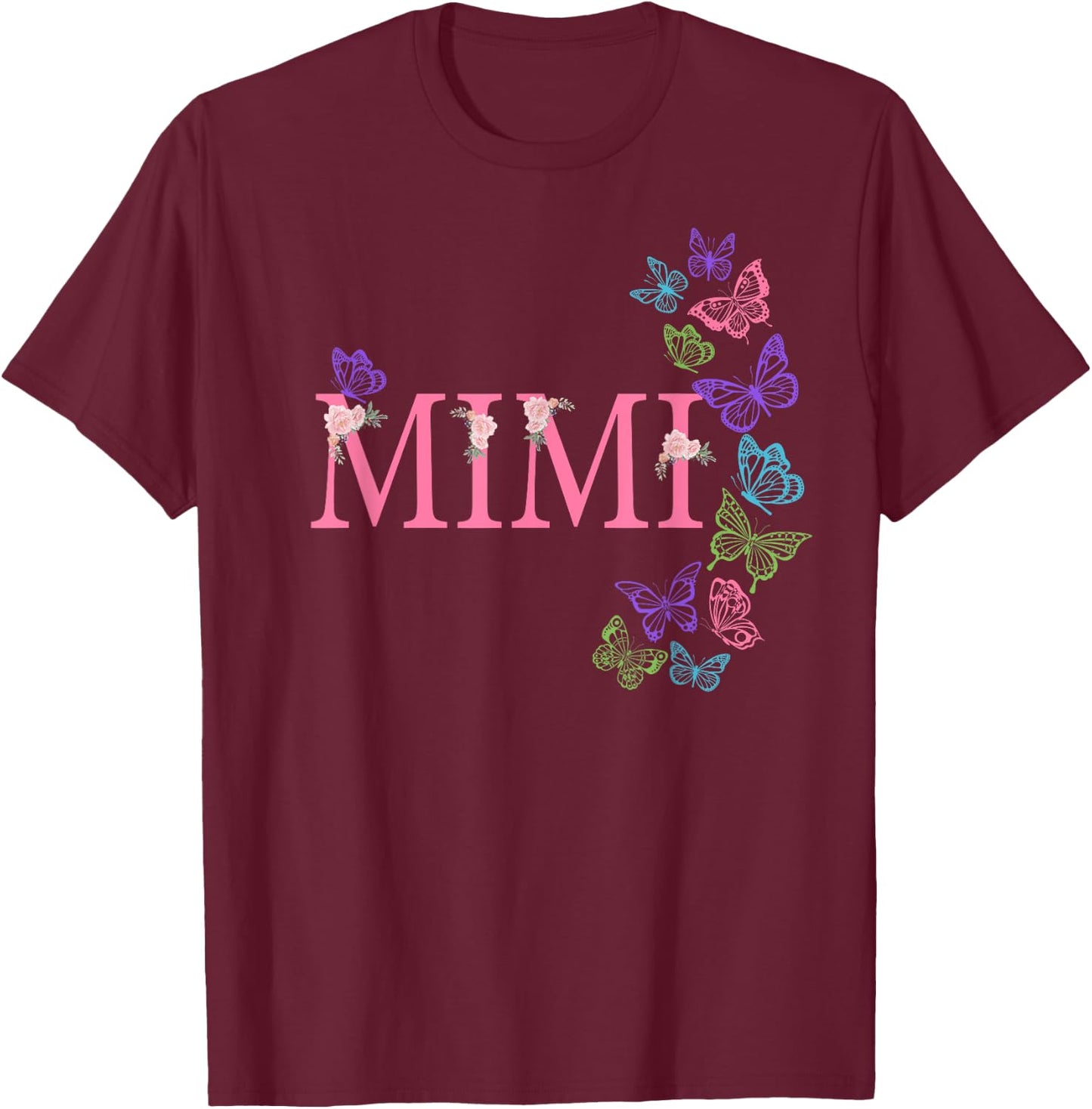 Mimi of The Birthday for Girl Butterfly Family 1st Birthday T-Shirt - T-Shirt | Maroon