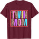 Twin Mom, Mother of Twins Leopard Print and Twins mom T-Shirt - T-Shirt | Maroon