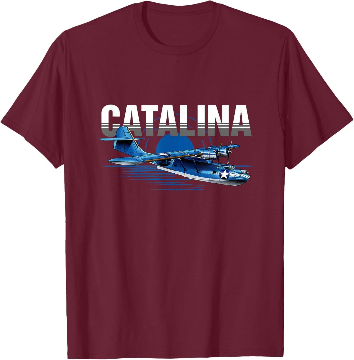 Vintage Military Aviation Flying Boat T-Shirt - T-Shirt | Maroon