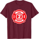 Kids 2nd Birthday Party Fireman Boy Two Year Old Firefighter T-Shirt - T-Shirt | Maroon